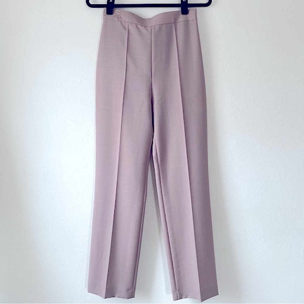 FENDI CALLIGRAPHY HIGH RISE MOHAIR WOOL TAILORED STRAIGHT LEG PANTS EU 40 US 4
